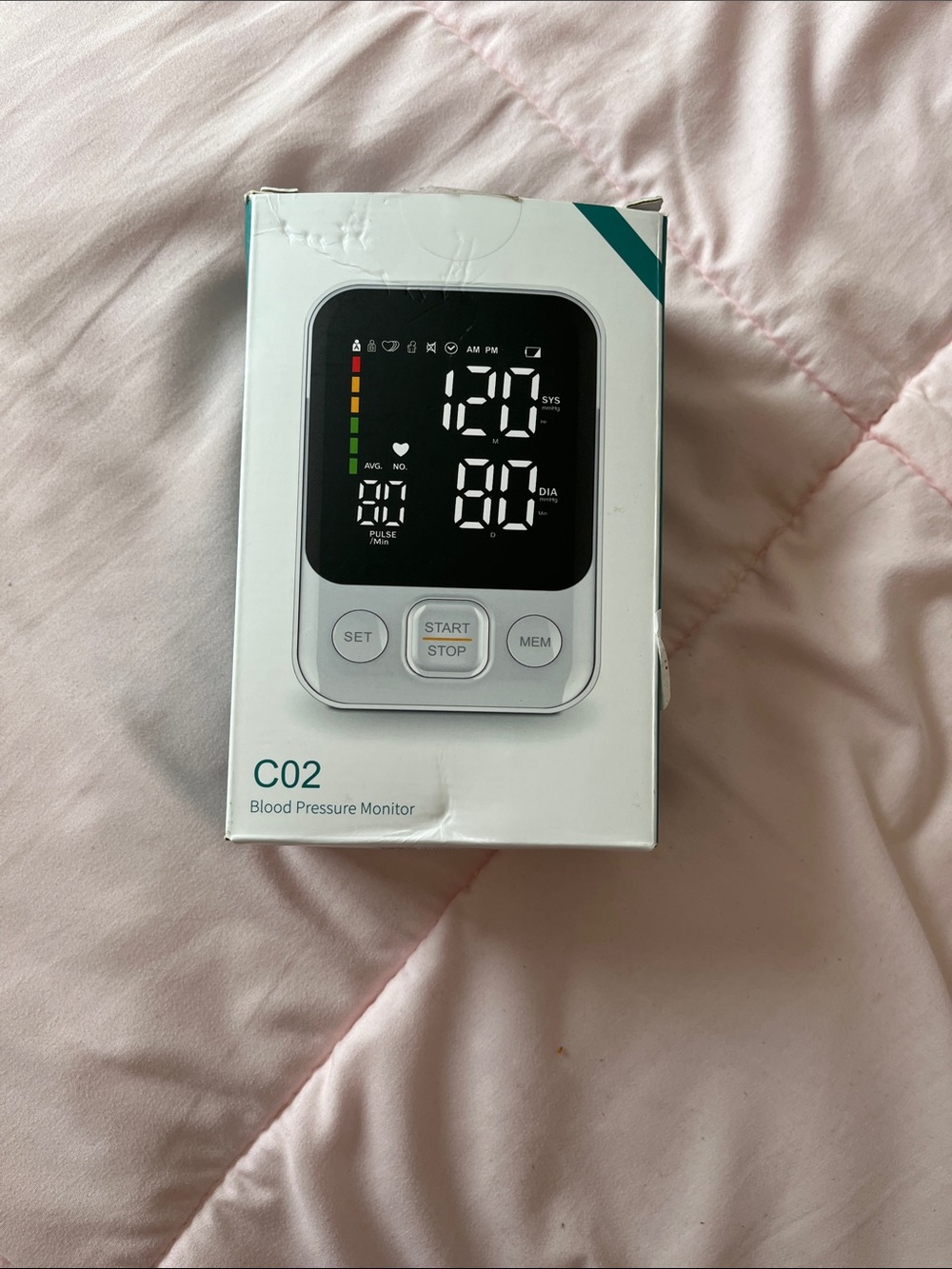 C02 White Blood Pressure Monitor - Digital Home BP Cuff